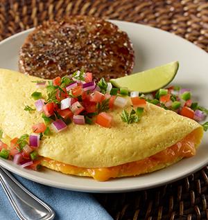 Cheddar Omelet + Maple Sausage